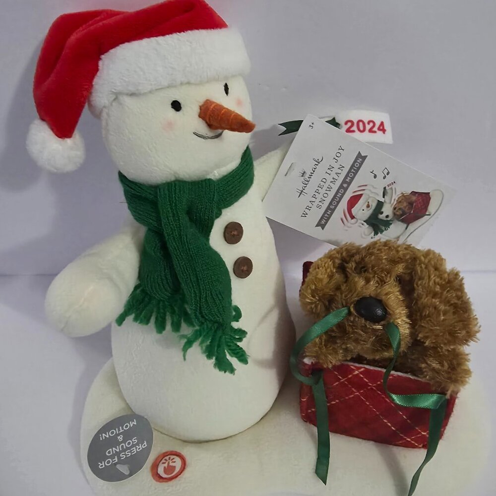 Hallmark Jingle Pals Wrapped in Joy animated, singing snowman and dog, 2024, NWT